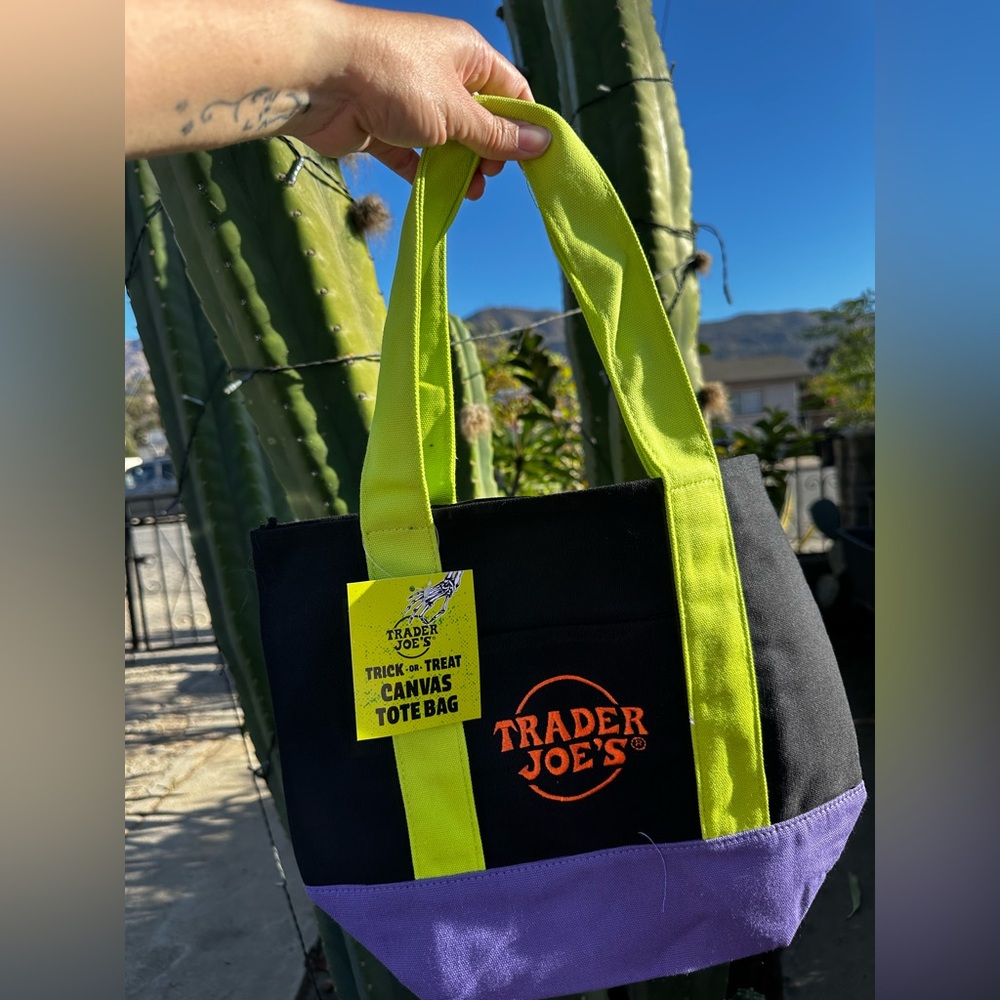 Trick or Treat Trader Joe’s Multi Color Canvas Mini Tote NWT